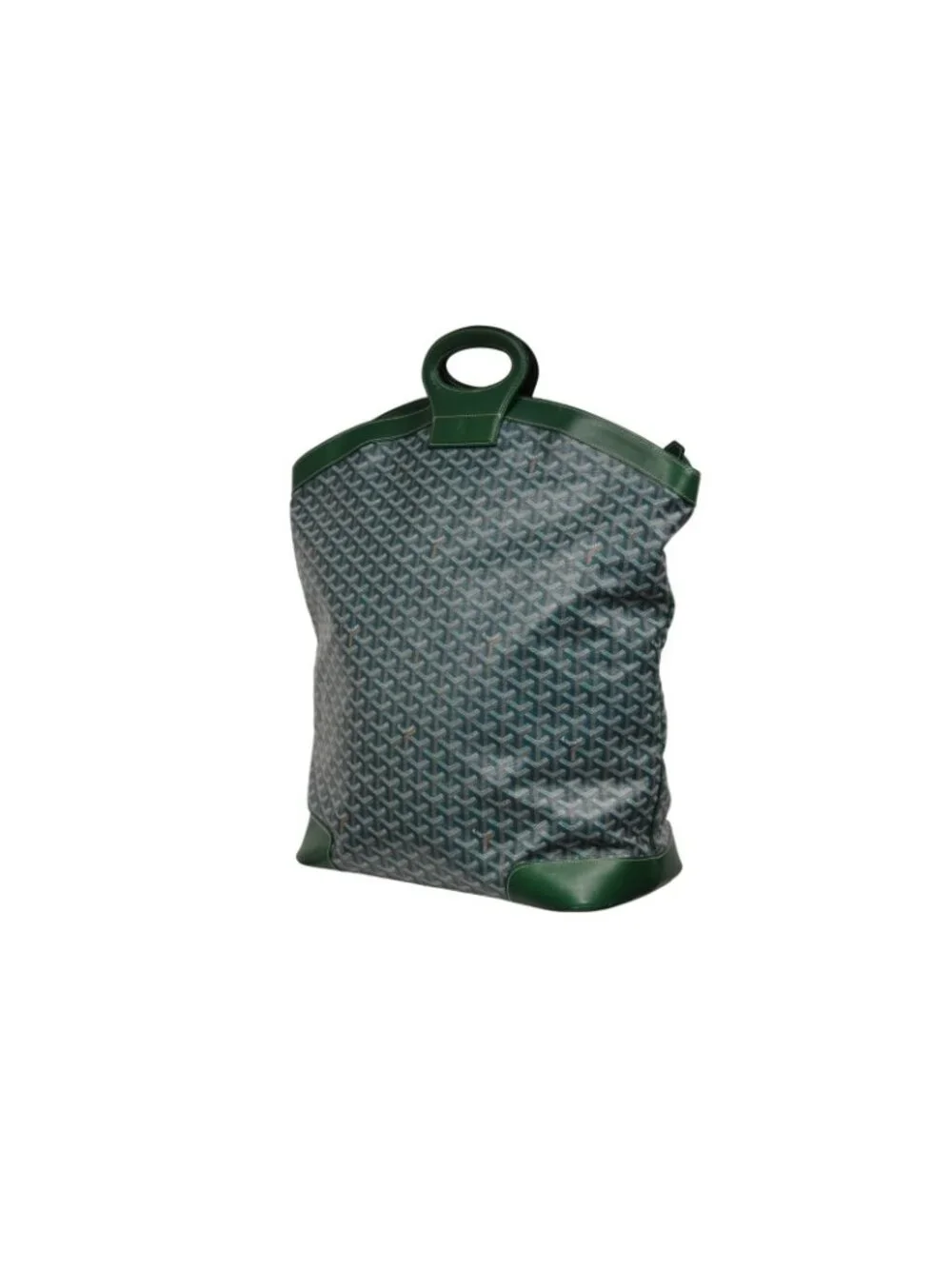 Goyard Beluga GM Top Handle XXL Tote Bag Green Leather Carry Travel On Vtg 2000